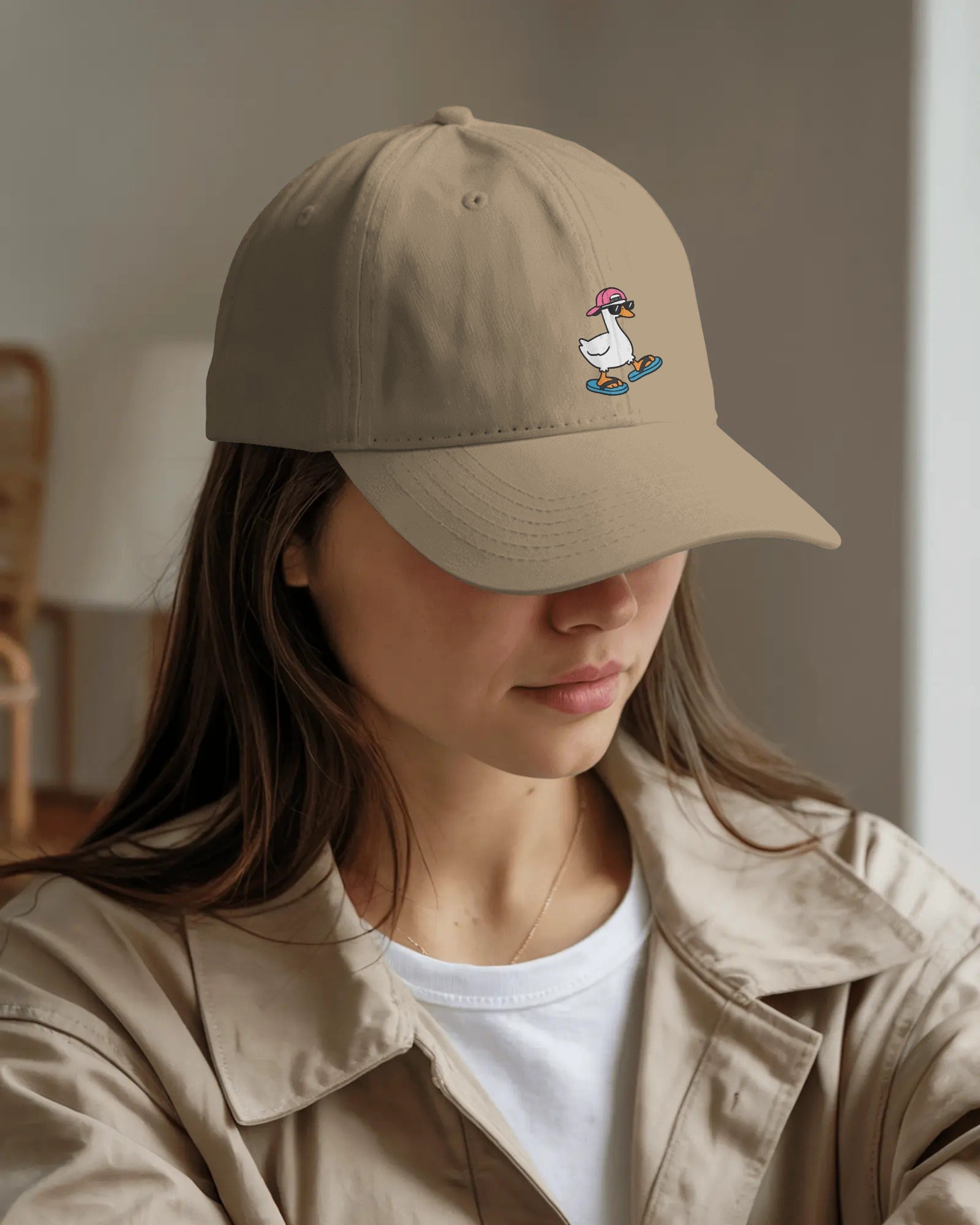 Funny Goose Hat, Sunglasses Slippers Goose, Casual Cotton Twill Cap
