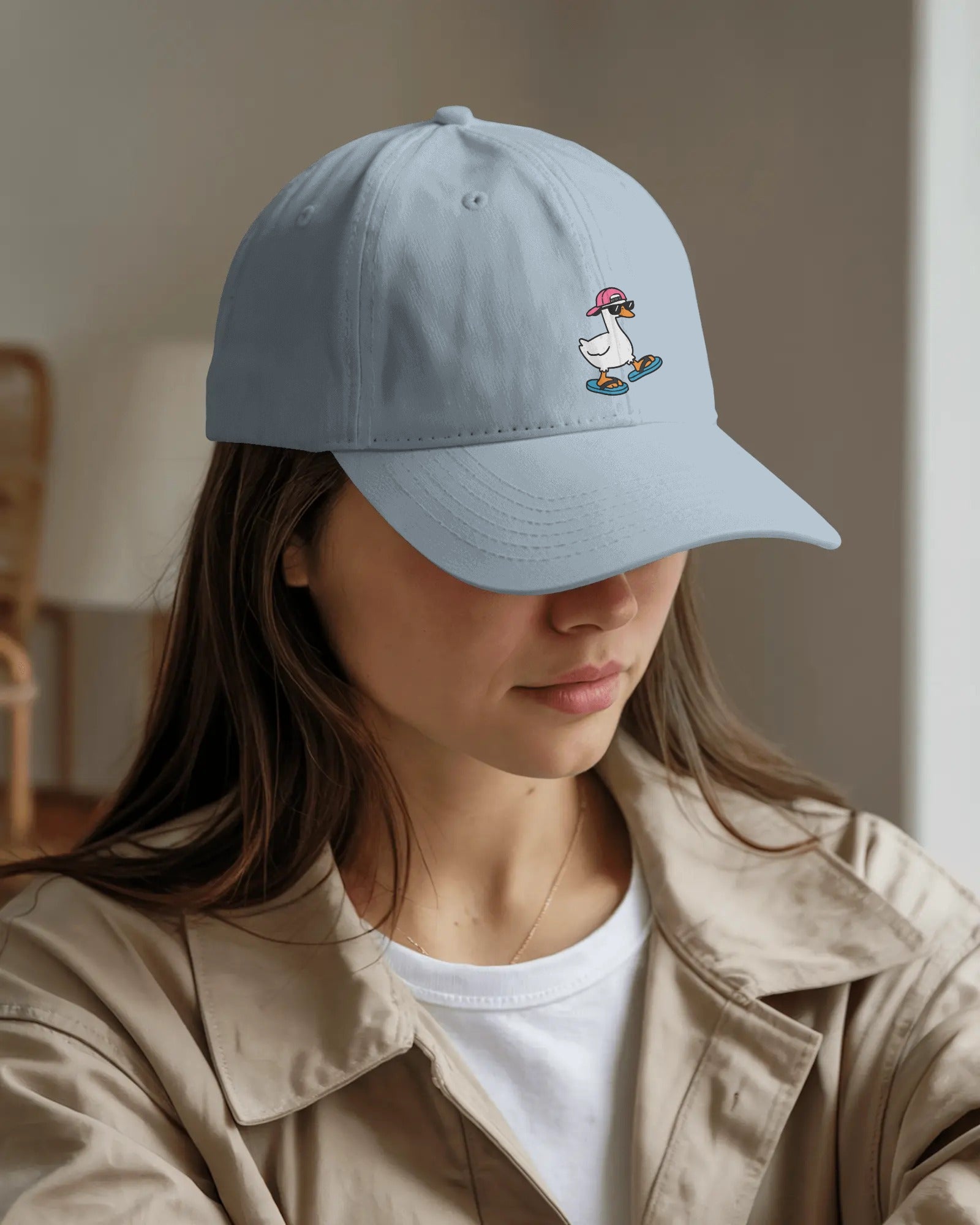 Funny Goose Hat, Sunglasses Slippers Goose, Casual Cotton Twill Cap
