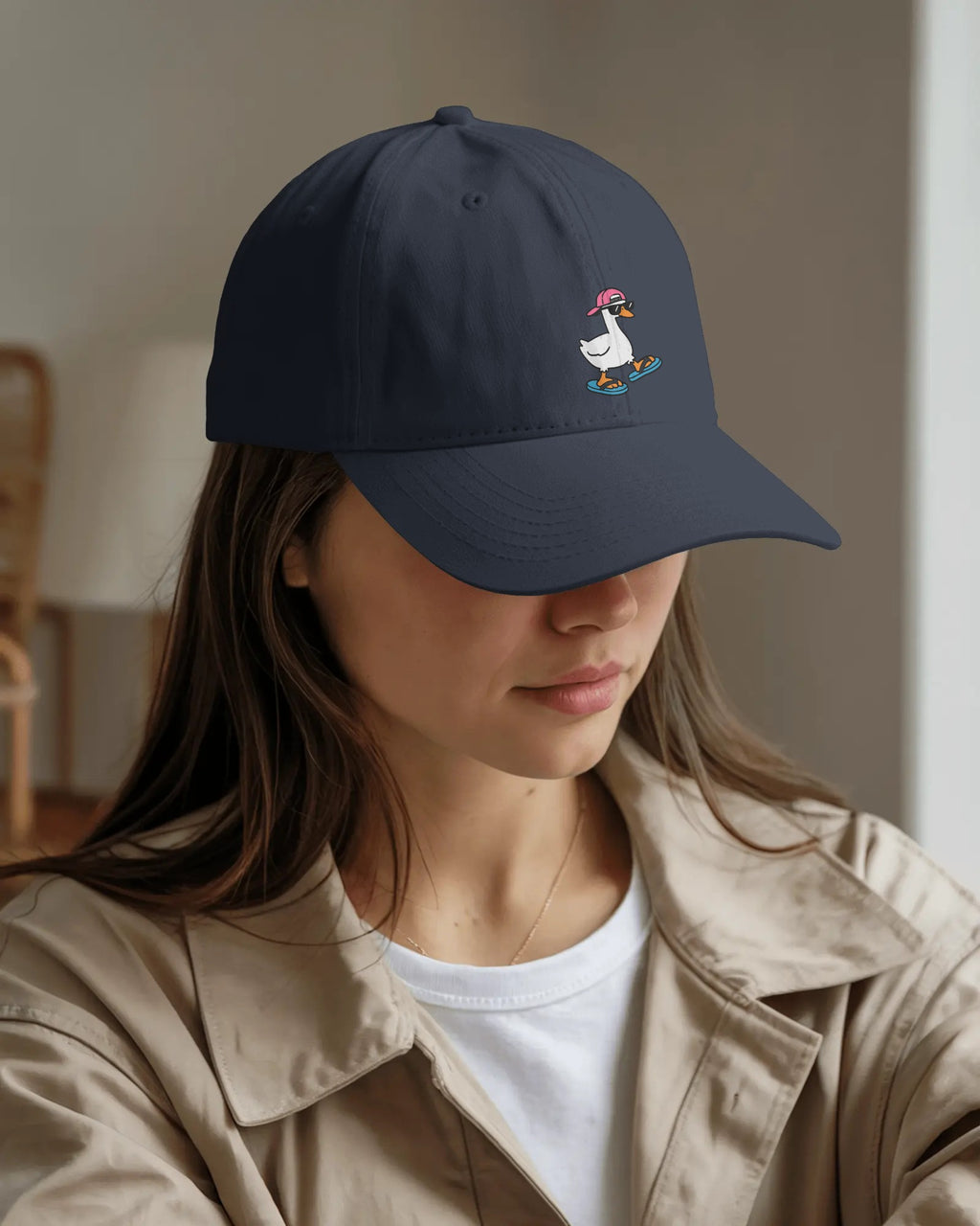 Funny Goose Hat, Sunglasses Slippers Goose, Casual Cotton Twill Cap