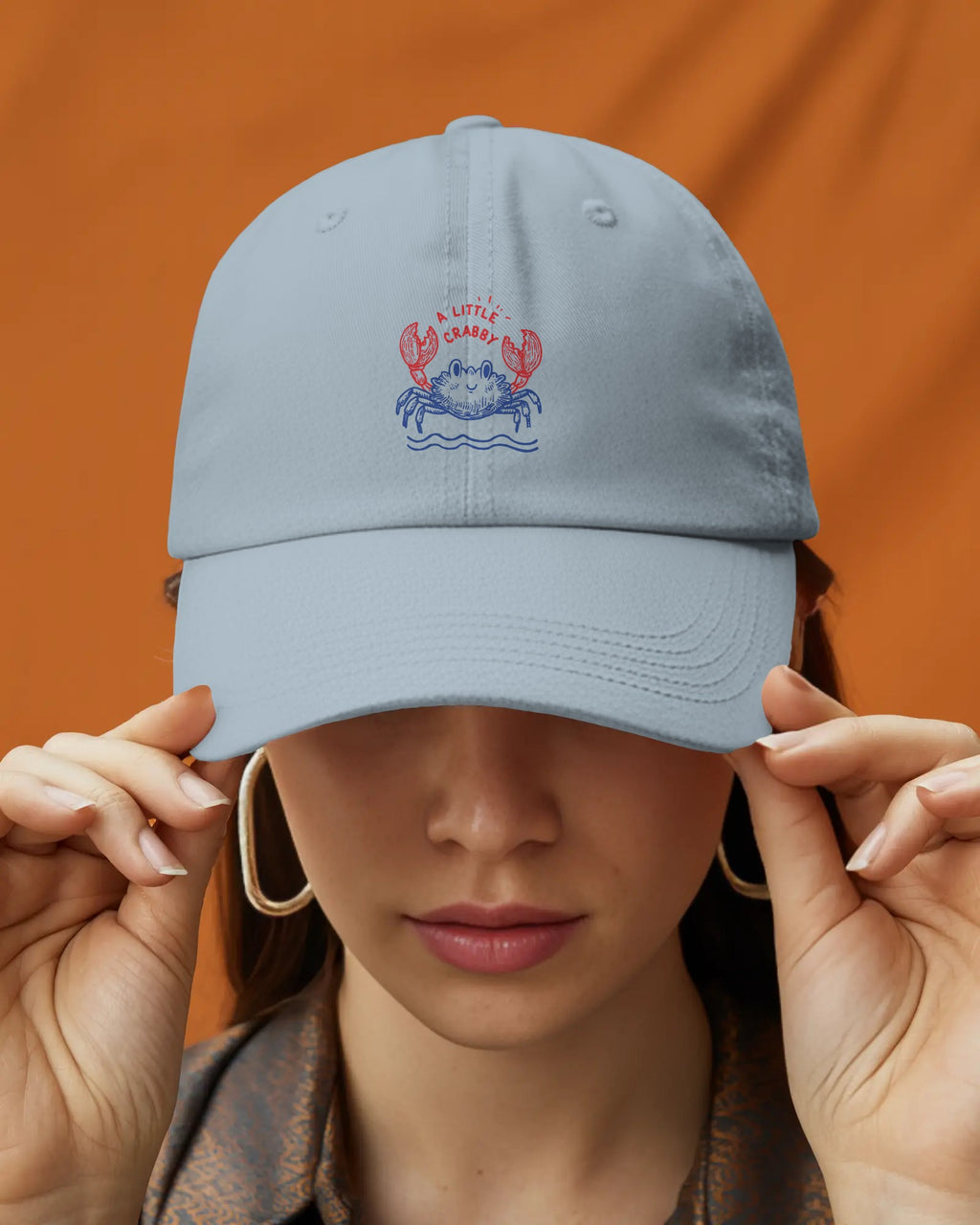 Crabby Dad Hat, Summer Baseball Cap, Casual Cotton Twill