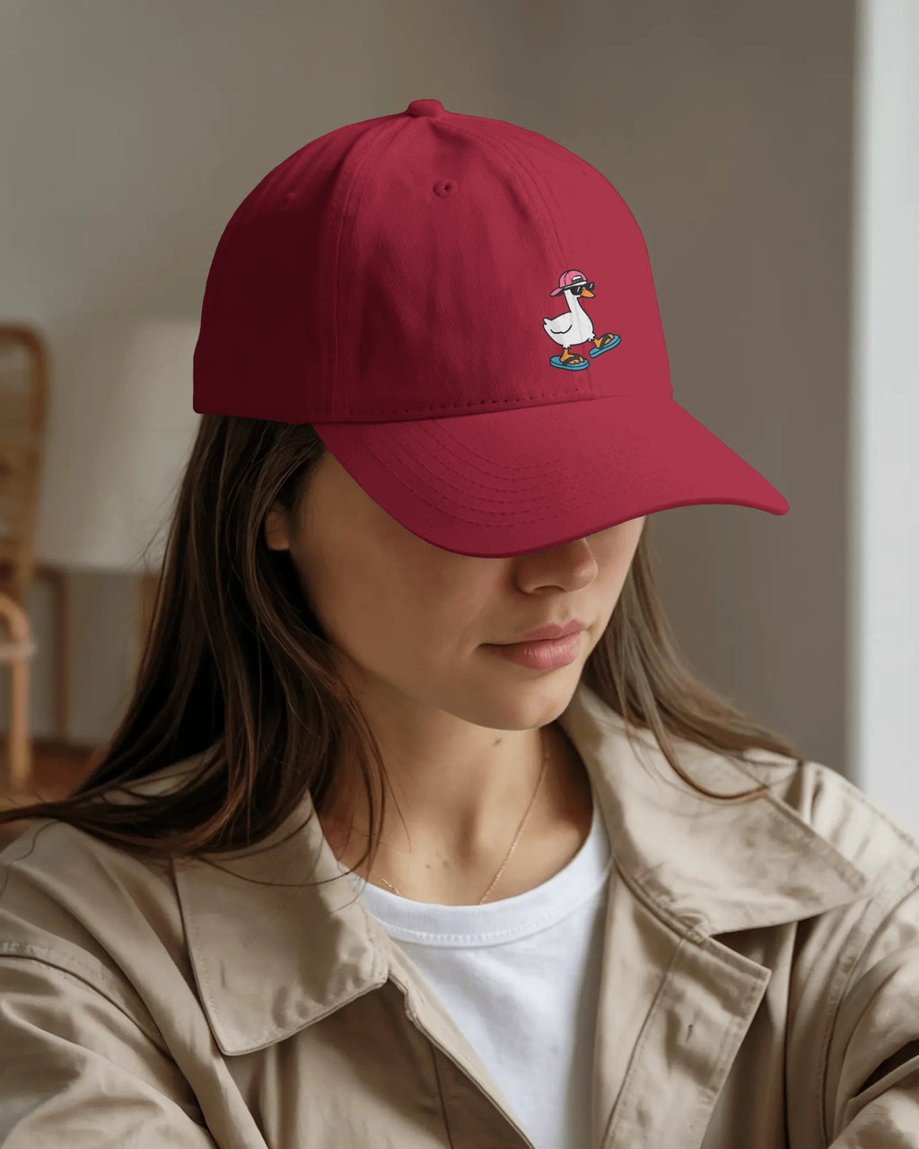 Funny Goose Hat, Sunglasses Slippers Goose, Casual Cotton Twill Cap