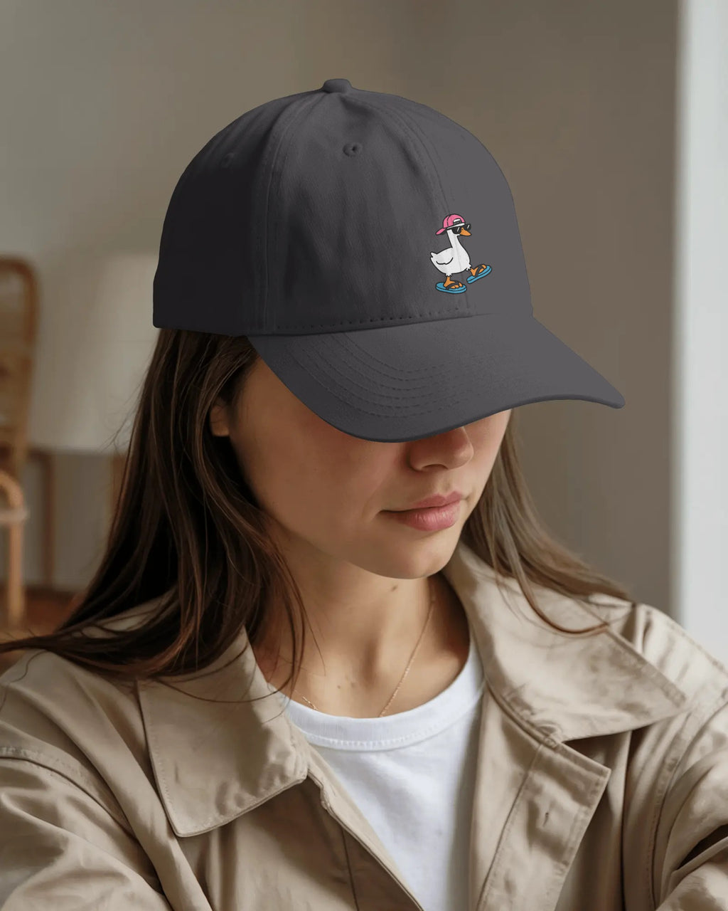 Funny Goose Hat, Sunglasses Slippers Goose, Casual Cotton Twill Cap