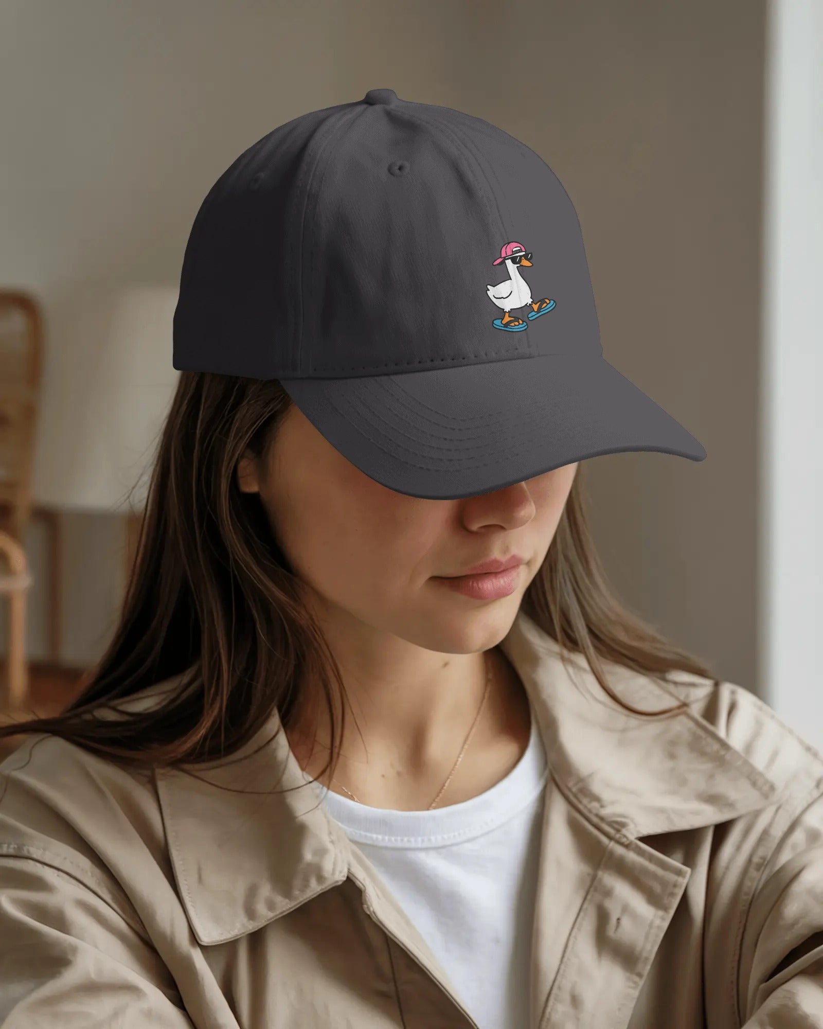 Funny Goose Hat, Sunglasses Slippers Goose, Casual Cotton Twill Cap