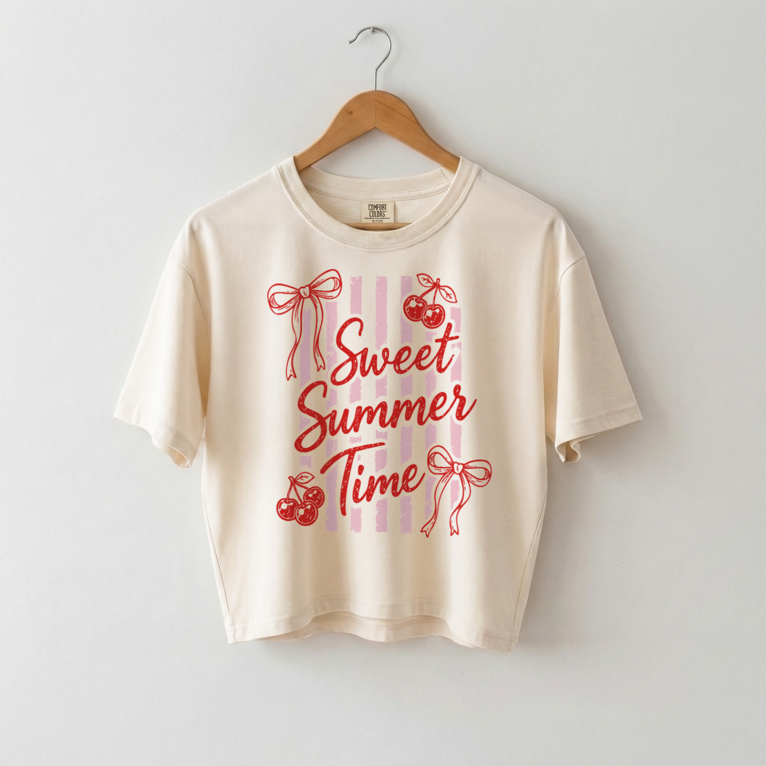 Sweet Summer Time Boxy Cotton Tee, Cherry Graphic Summer Vibes Shirt