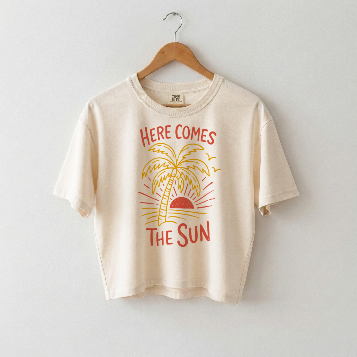 Here Comes The Sun Graphic Tee, Women's Boxy Cotton Summer Shirt