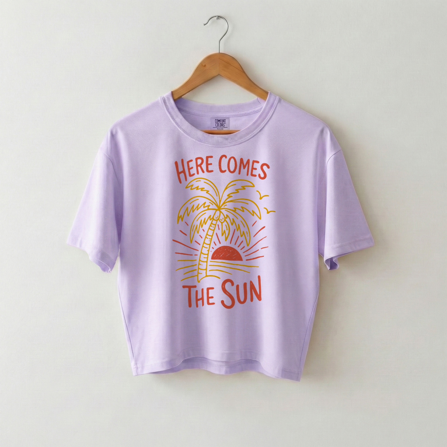 Here Comes The Sun Graphic Tee, Women's Boxy Cotton Summer Shirt