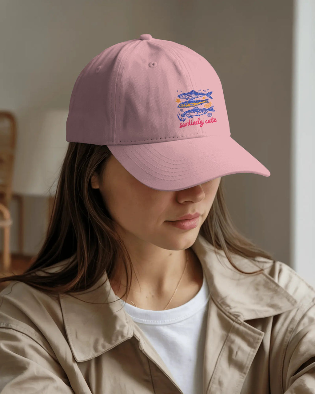 Sardines Graphic Cotton Twill Cap, Quirky Coastal Streetwear Accessory