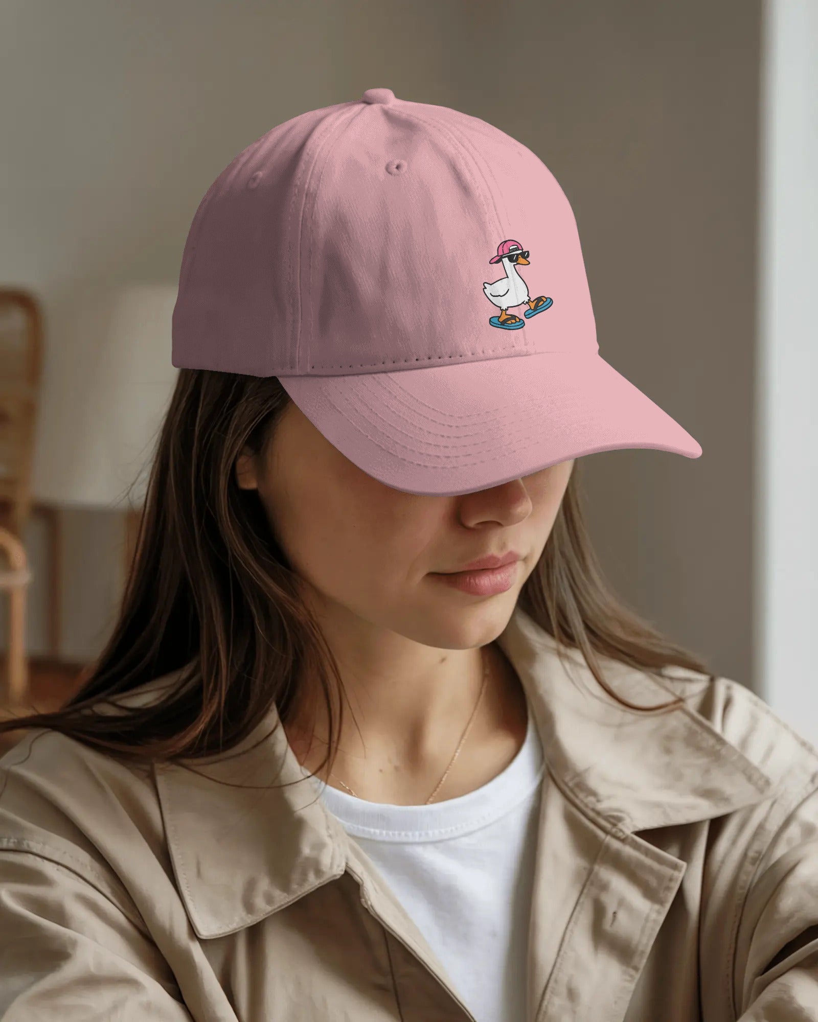 Funny Goose Hat, Sunglasses Slippers Goose, Casual Cotton Twill Cap