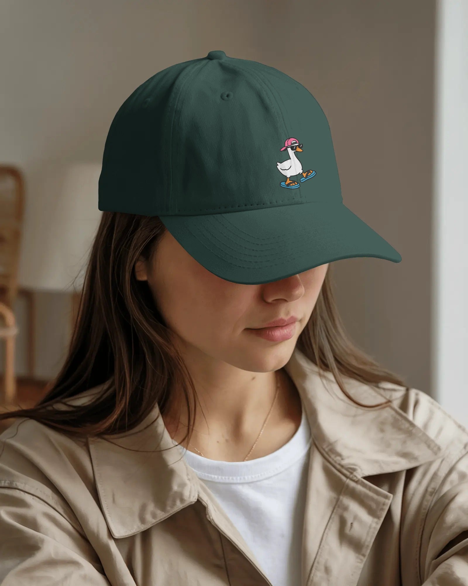 Funny Goose Hat, Sunglasses Slippers Goose, Casual Cotton Twill Cap