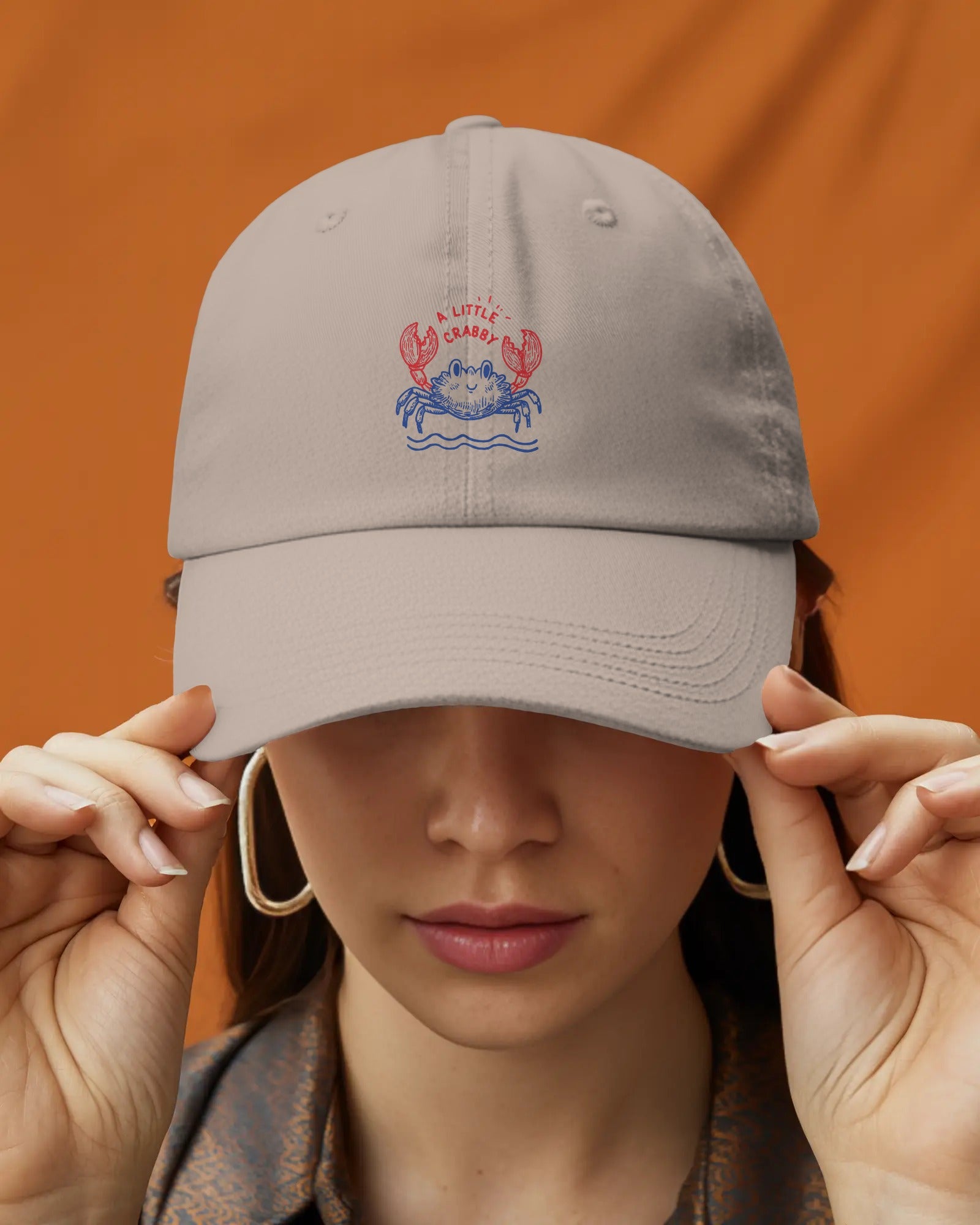 Crabby Dad Hat, Summer Baseball Cap, Casual Cotton Twill