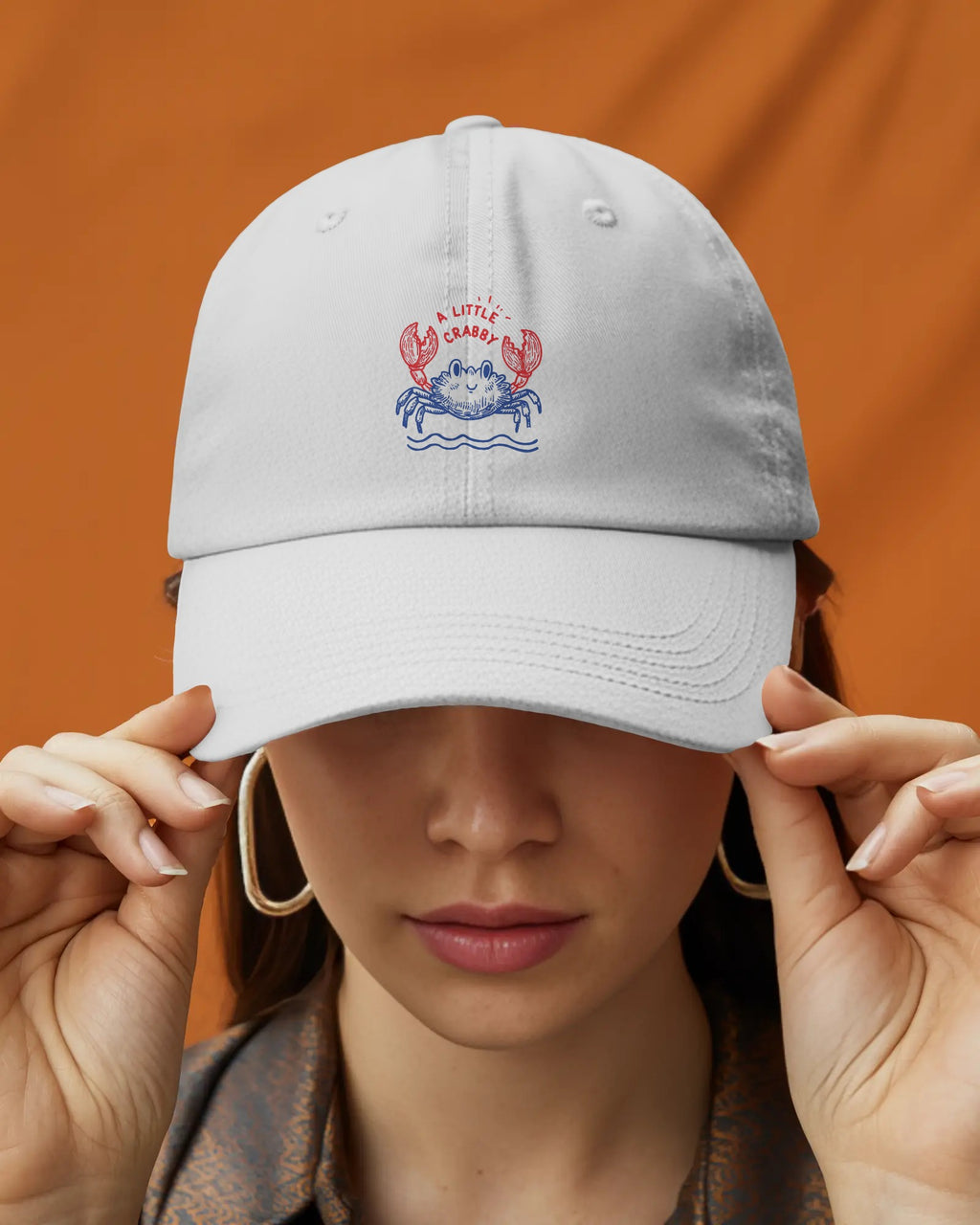 Crabby Dad Hat, Summer Baseball Cap, Casual Cotton Twill