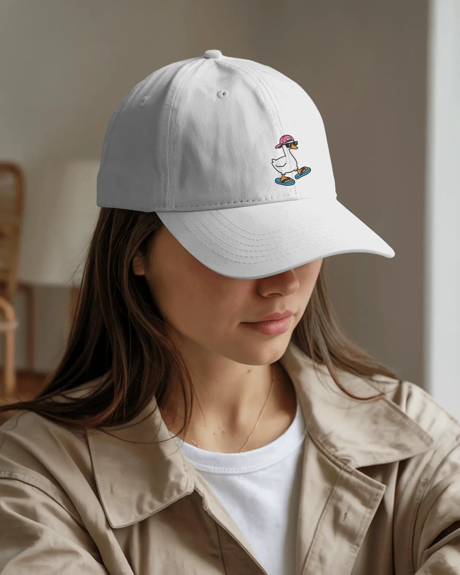 Funny Goose Hat, Sunglasses Slippers Goose, Casual Cotton Twill Cap