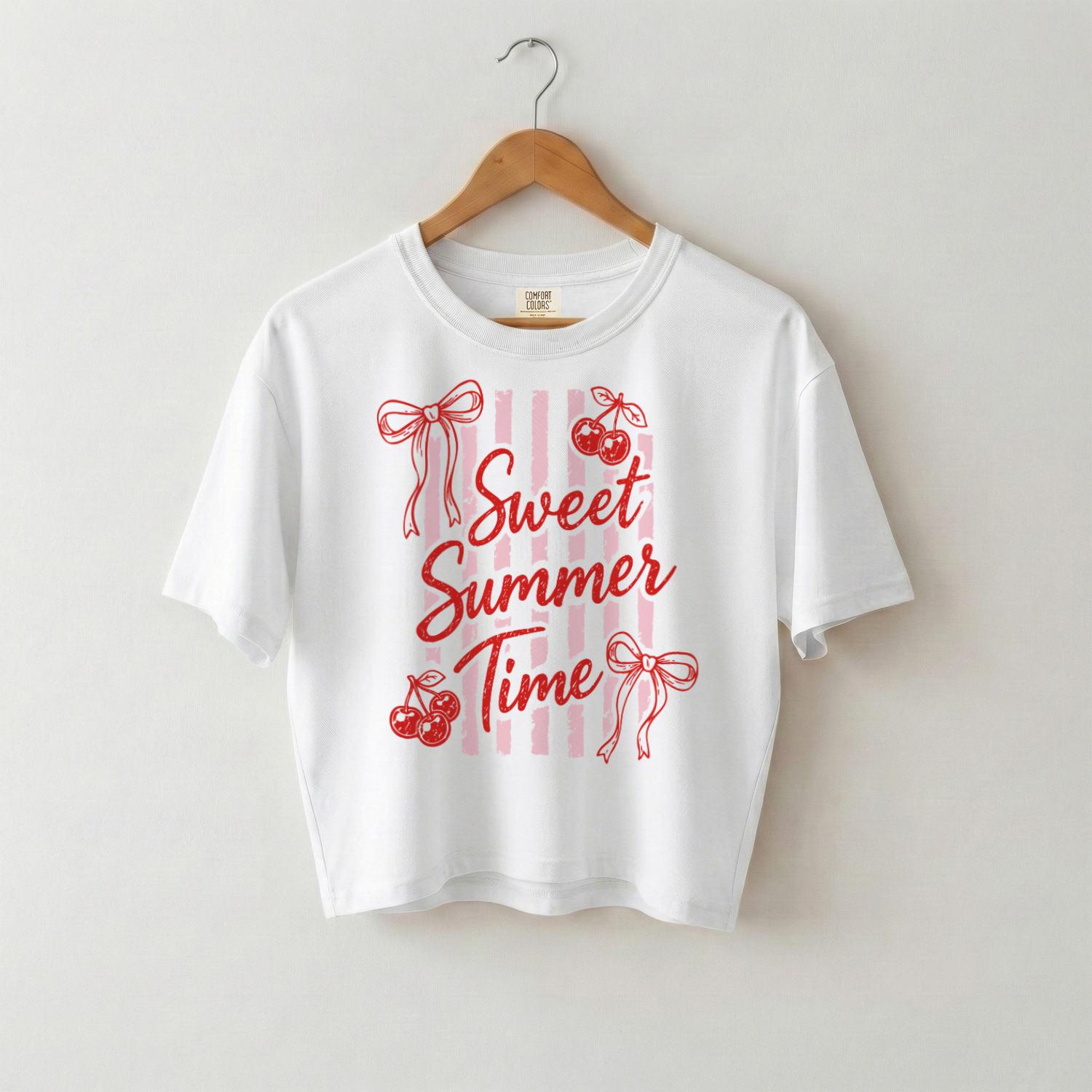 Sweet Summer Time Boxy Cotton Tee, Cherry Graphic Summer Vibes Shirt