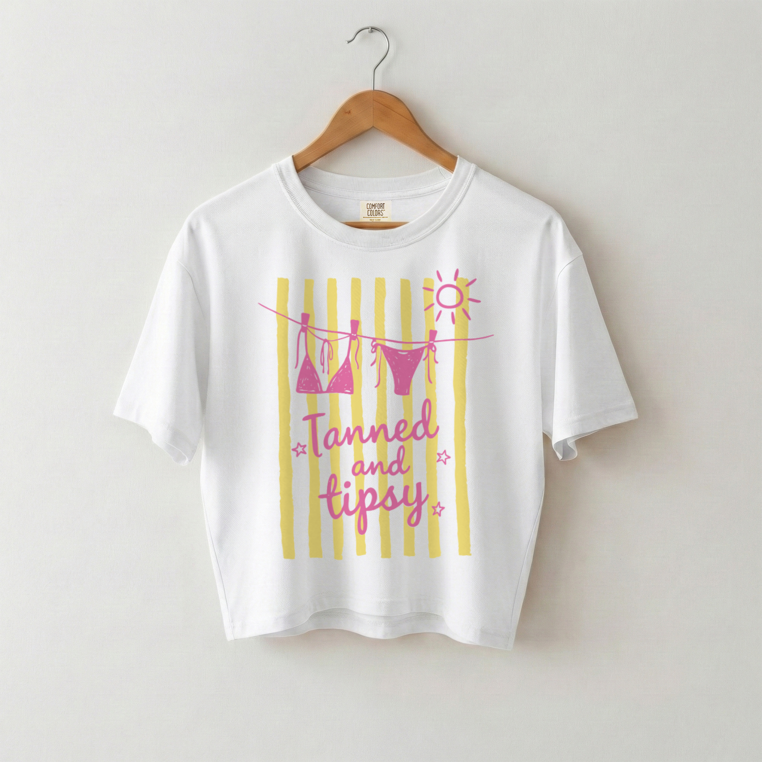 Boxy Mid-Length Tee – Summer Vibes Graphic Print Cotton T-shirt