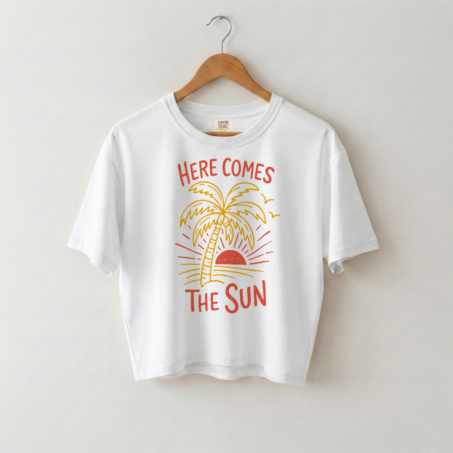Here Comes The Sun Graphic Tee, Women's Boxy Cotton Summer Shirt